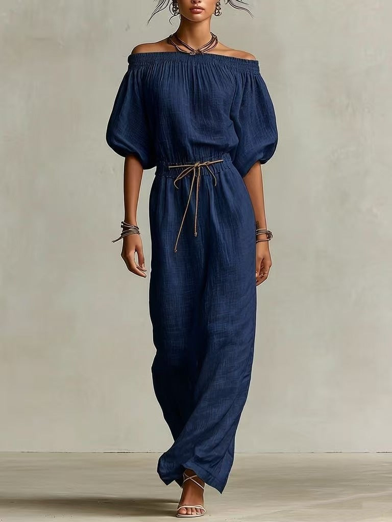 Fashionable Casual Solid-Colored Womens Pants Suit