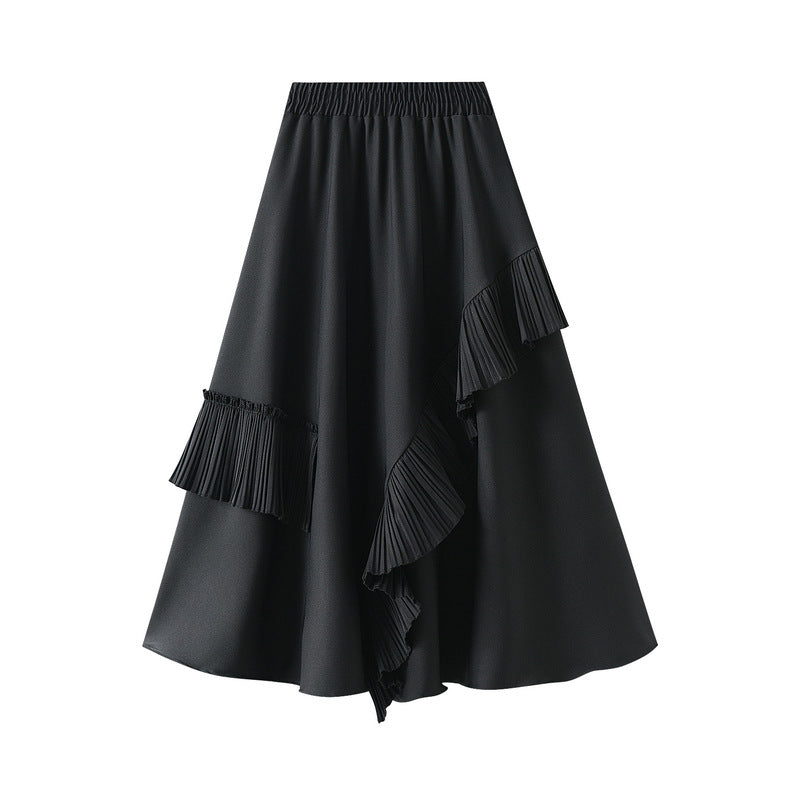 Mid-length Slim And Large-line A-line Umbrella Skirt