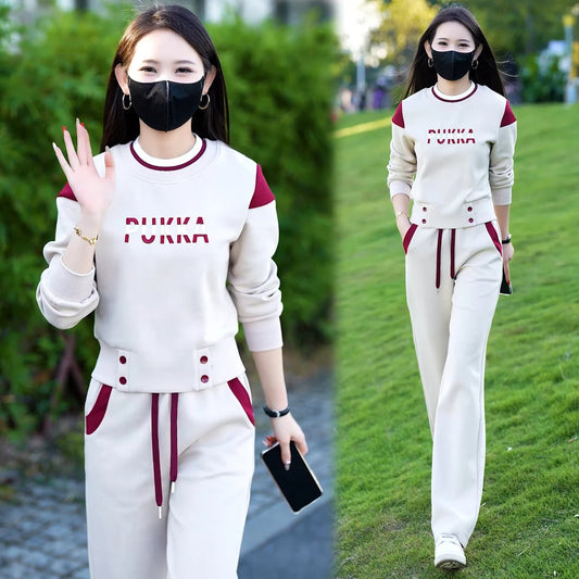 Loose Slimming Wide-leg Pants Two-piece Set