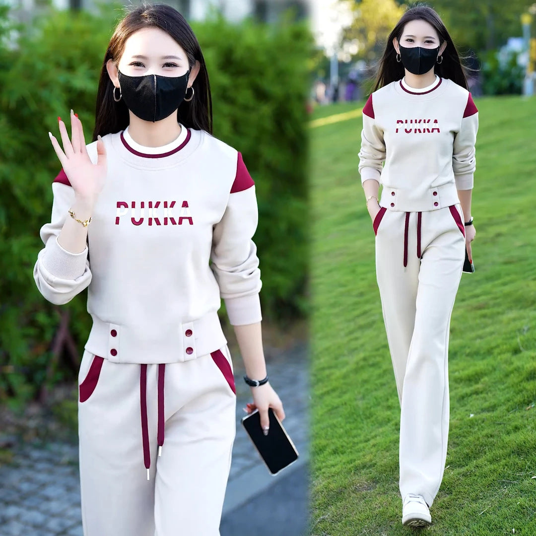 Loose Slimming Wide-leg Pants Two-piece Set