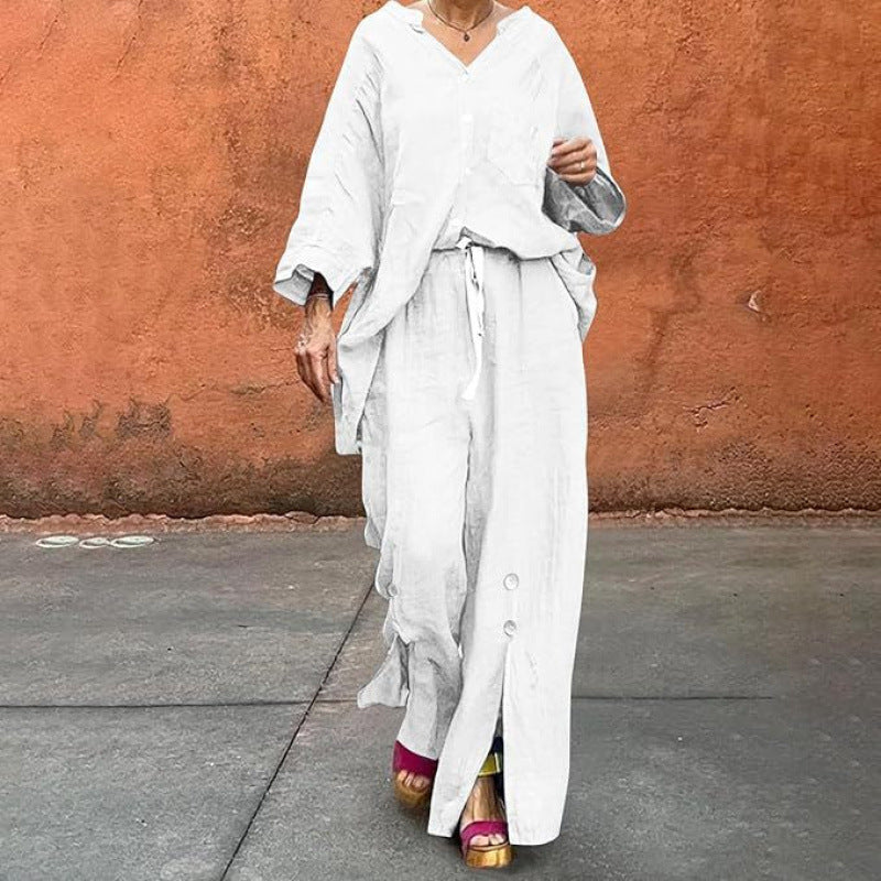 Women's Long-sleeve Cardigan Top And Pants Set