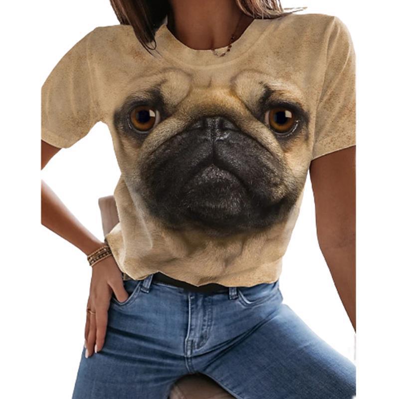 Short-Sleeved Loose Cute Puppy T-Shirt For Women