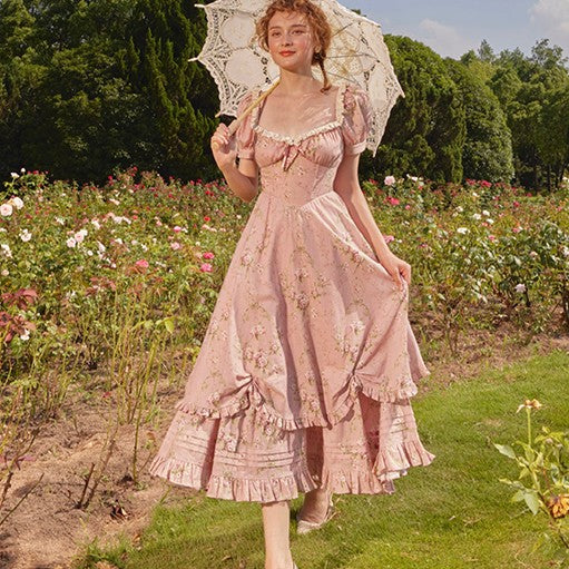 Luxurious Pretty French Cotton Country-Style Dress