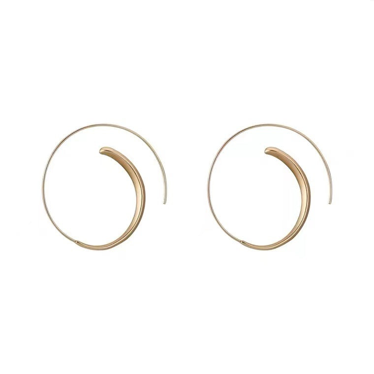 Korean Gold Matte Large Hoop Earrings