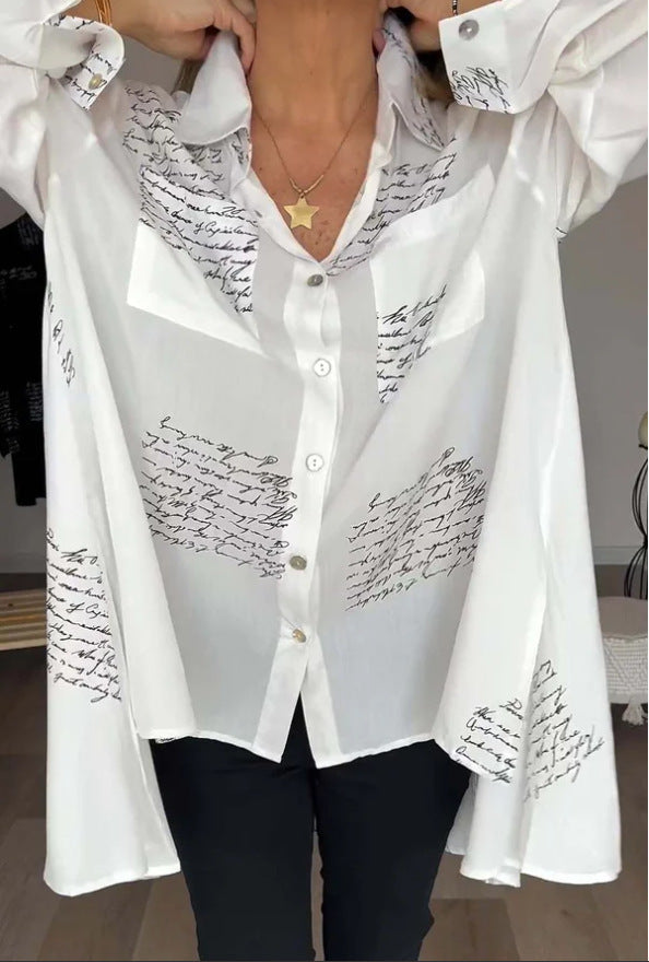 Letter Print Long-Sleeve Women's Shirt