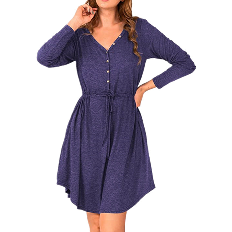 V-Neck Long-Sleeve Princess Dress