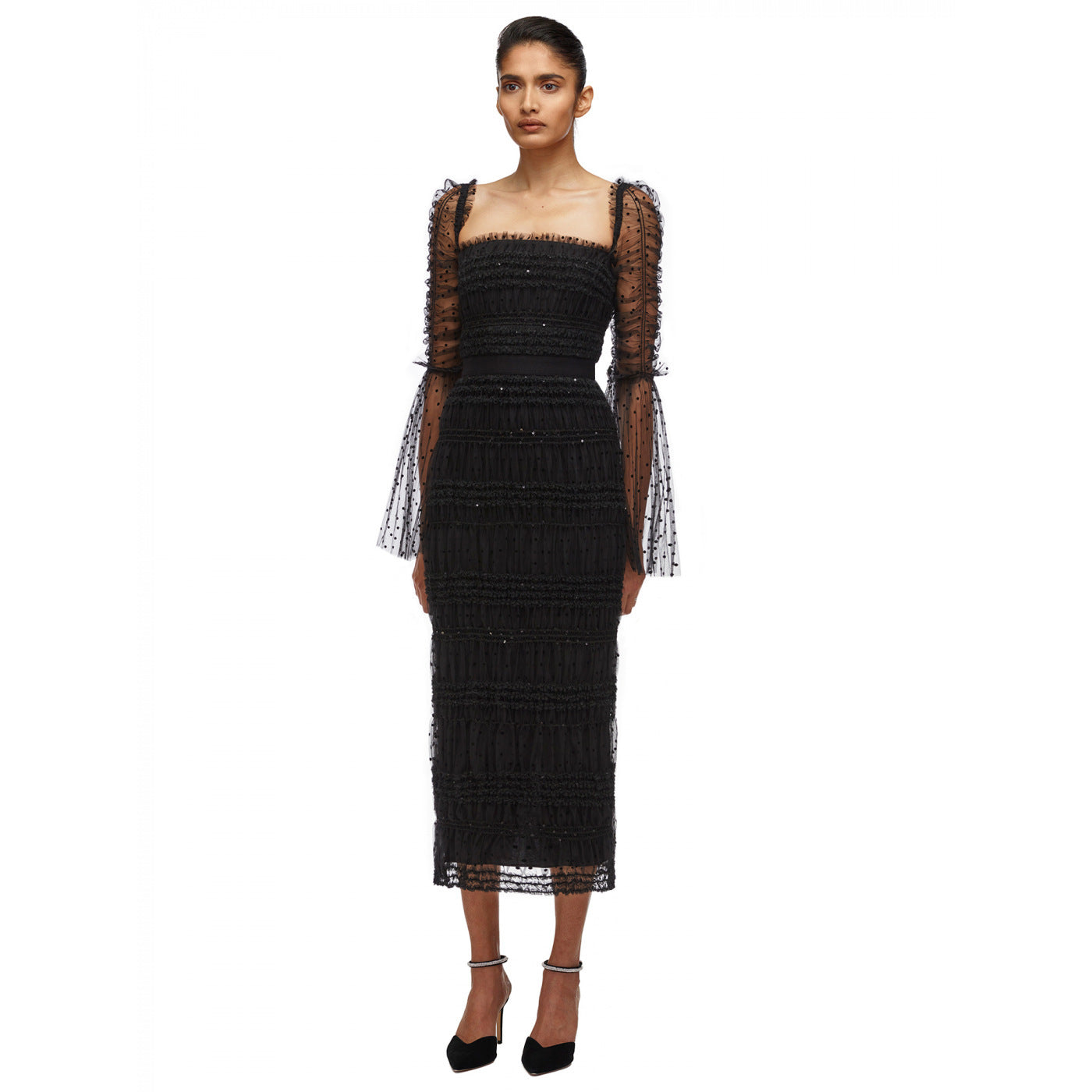 High-End Polka Dot Mesh Chiffon Dress