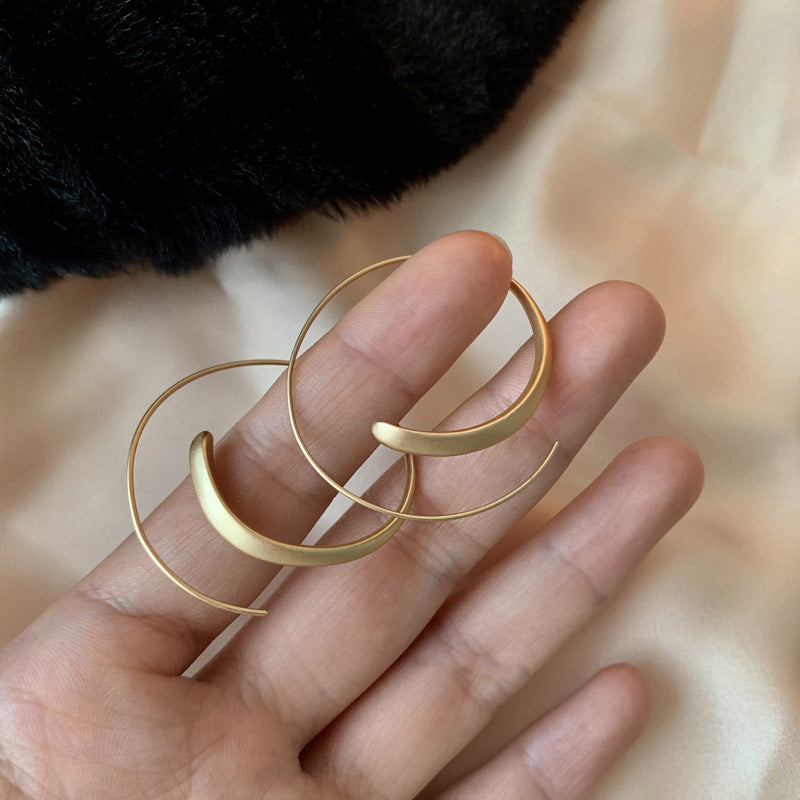 Korean Gold Matte Large Hoop Earrings