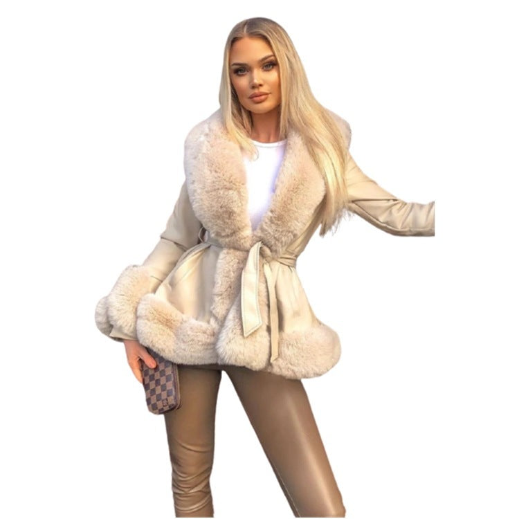 Tie-Waist Windbreaker Stitching Long-Sleeve Jacket