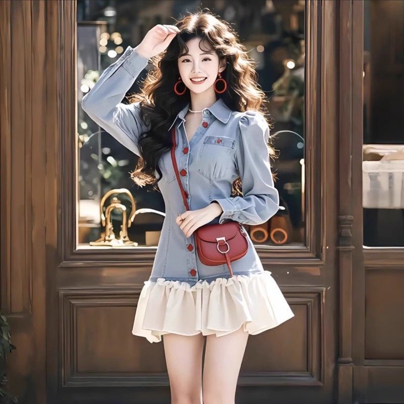 Pretty Retro Patchwork Denim Dress