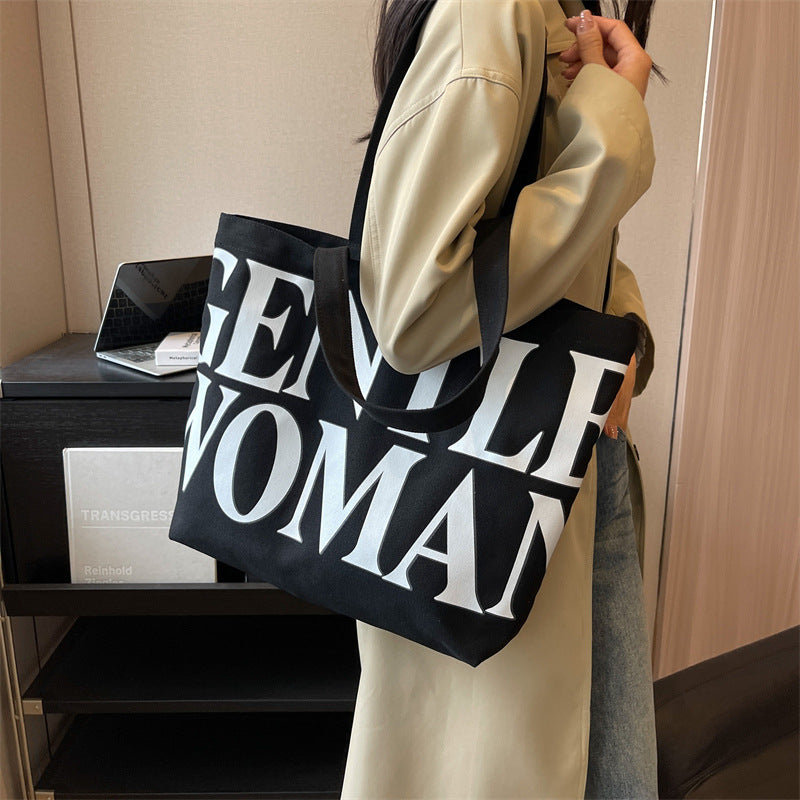 Large Tote Printed Canvas Handbag