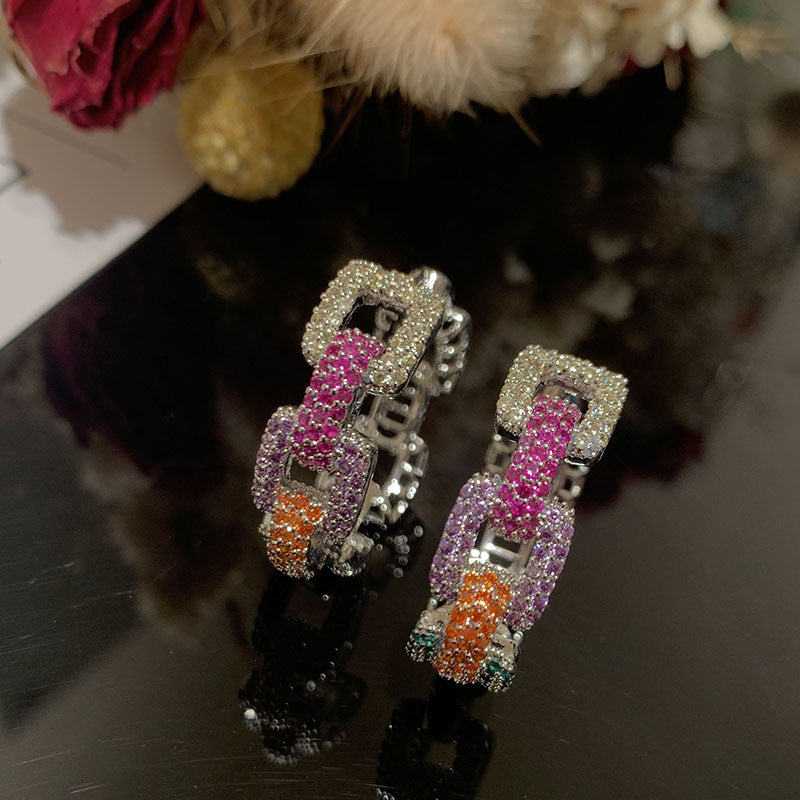 Sweet And Elegant Rainbow Hoop Earrings