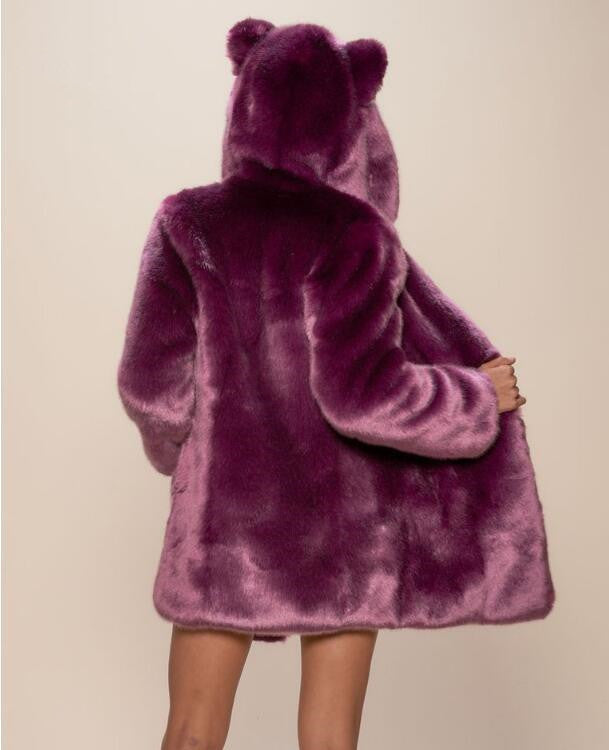 Faux Fur Hooded Long-Sleeve Coat