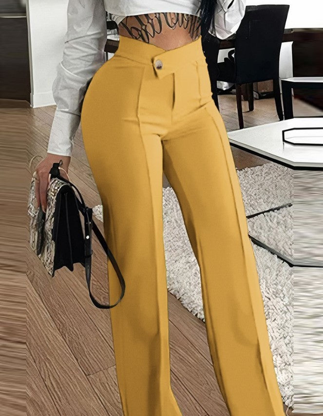 Women's Slim Straight-Leg Pants With Buckle