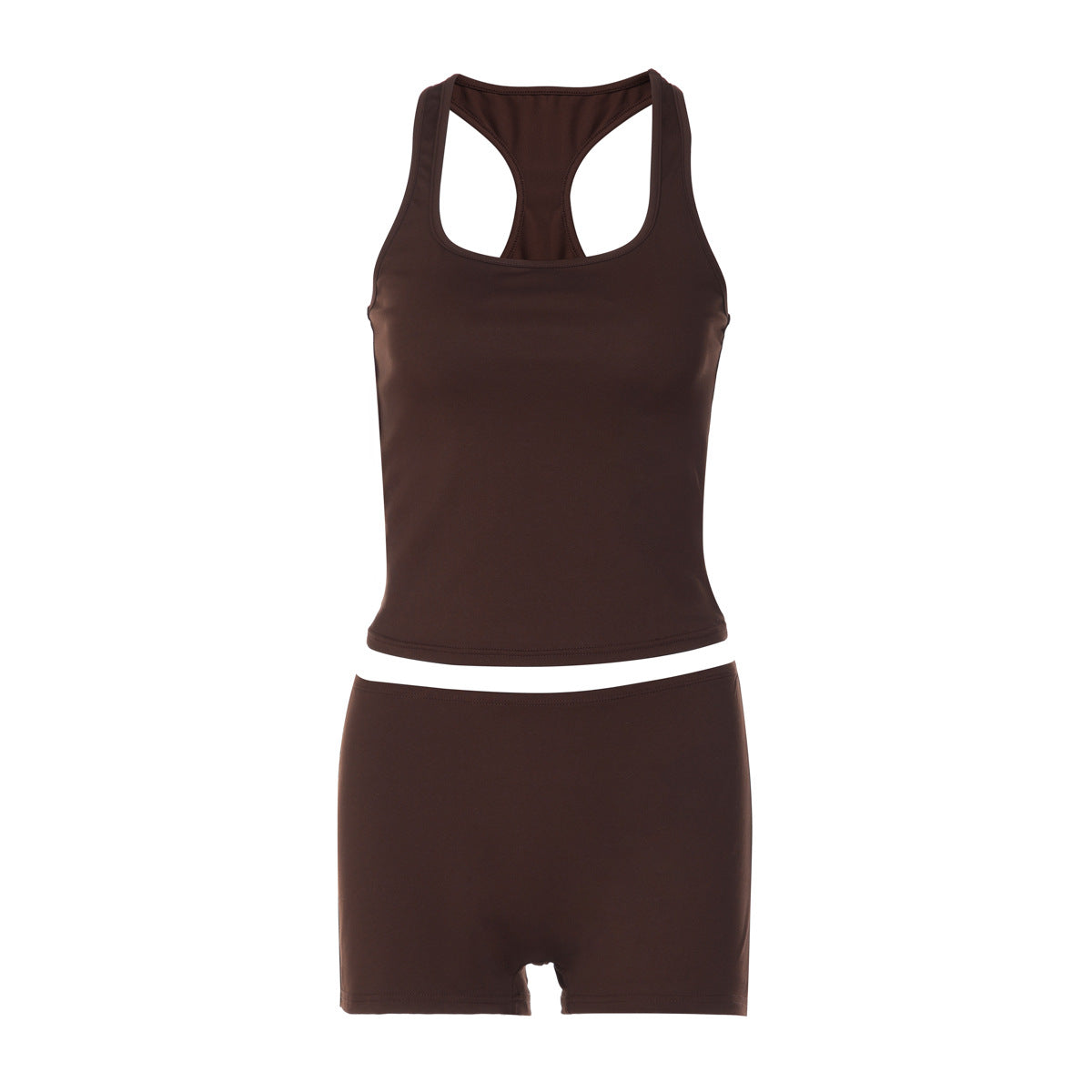 Stylish Backless Tank Top And Slim-fit Solid-color Casual Leggings Set