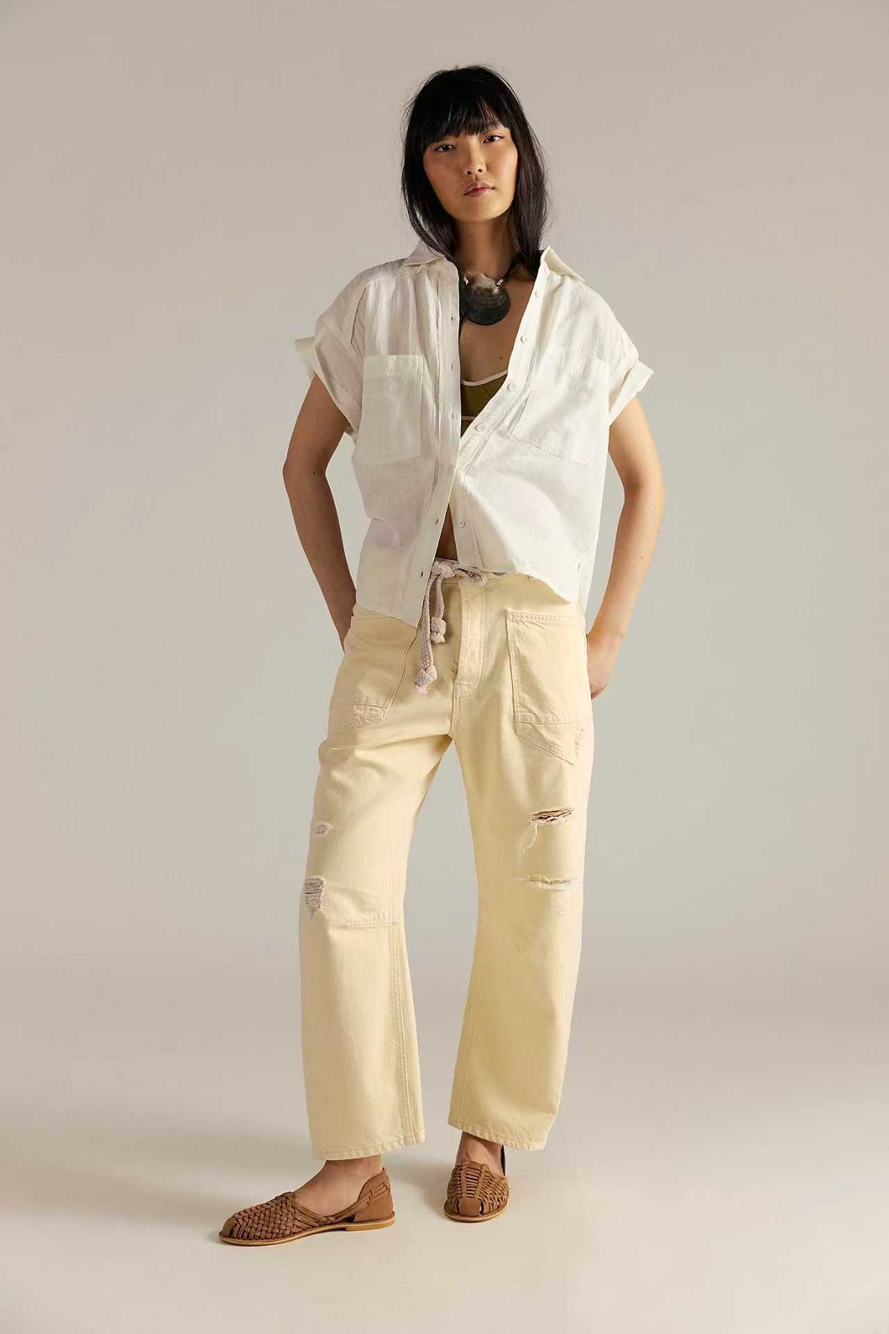 New Washed Pants With Drawstring