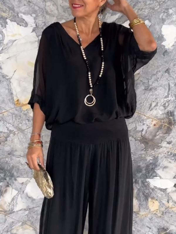 Fashionable Best-Selling Solid-Colored Chiffon Set For Women