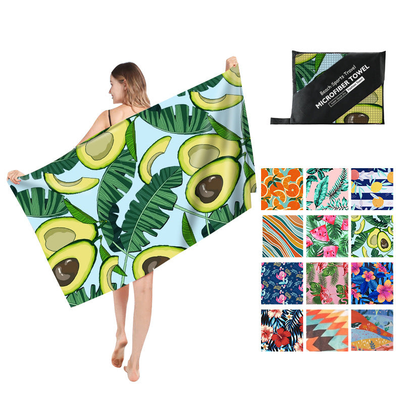 Printed Beach Towel - Microfibre Double-Sided Fleece Beach Towel