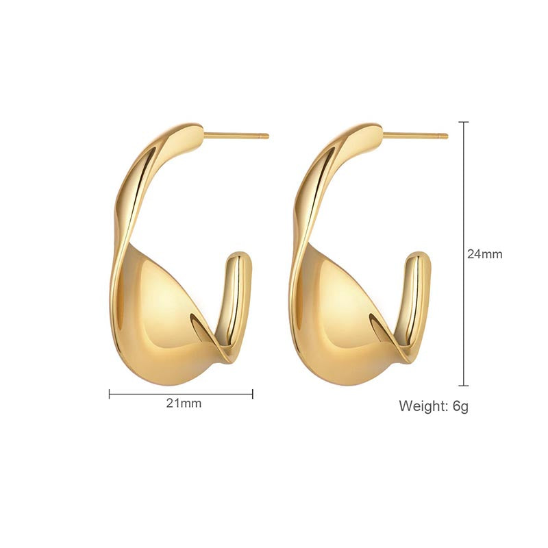 Temperament Twist Golden Earrings