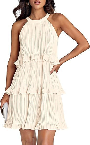 Pullover Tiered Ruffled Hem Sleeveless Dress