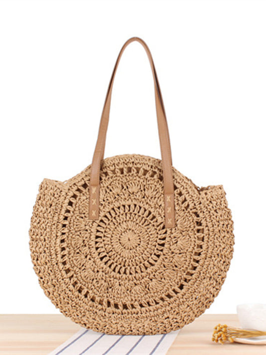 Round Straw Woven Handbag