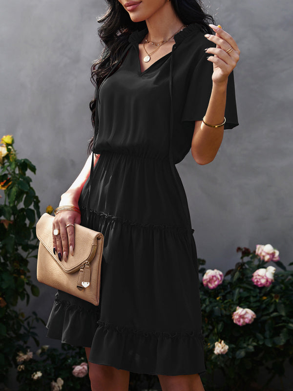 Women's high neck loose Ruffle Dress