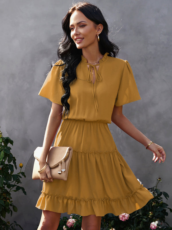 Women's high neck loose Ruffle Dress