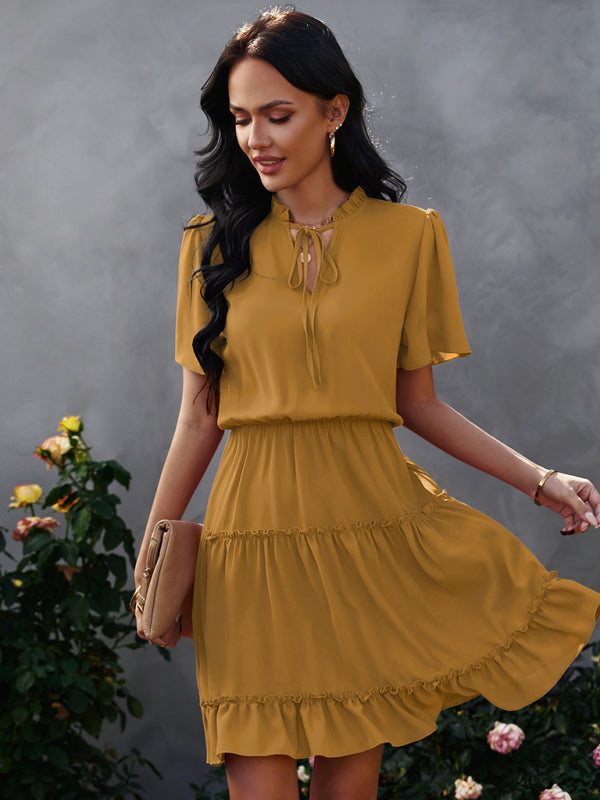 Women's high neck loose Ruffle Dress