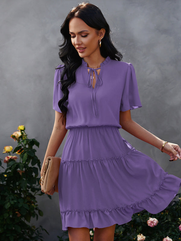 Women's high neck loose Ruffle Dress