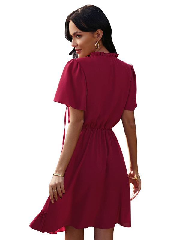 Women's high neck loose Ruffle Dress