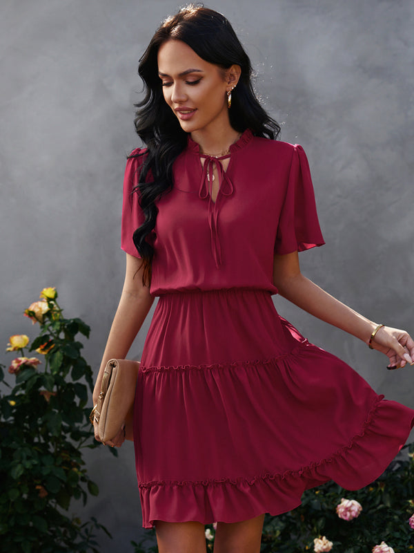 Women's high neck loose Ruffle Dress