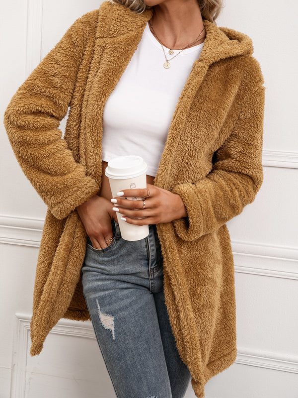 Hooded Lamb Wool Trench Coat