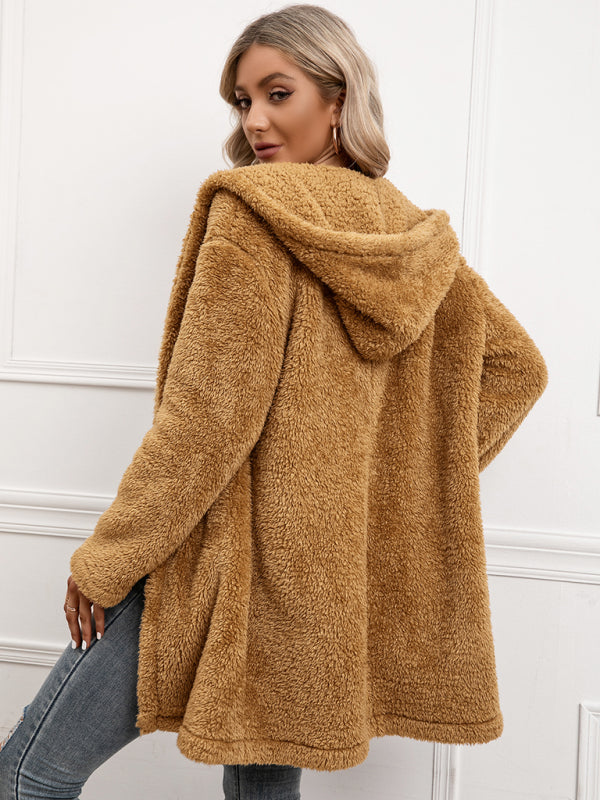 Hooded Lamb Wool Trench Coat