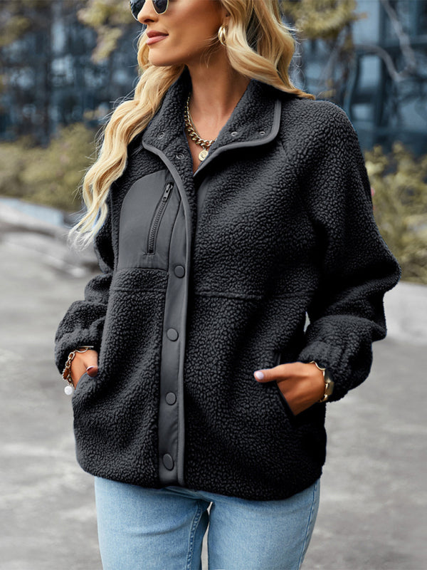 Long-Sleeved Zipper Lamb Wool Wild Leisure Jacket