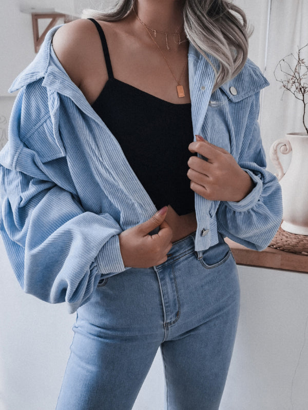 Women's Corduroy Casual Short Jacket