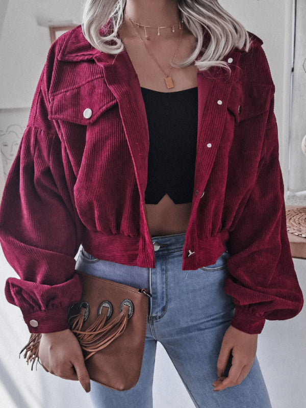 Women's Corduroy Casual Short Jacket