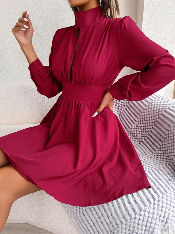 Women's sexy hollowed out waist and large swing dress
