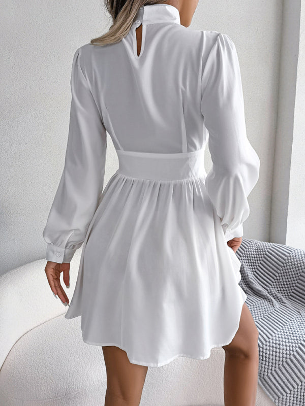 Women's sexy hollowed out waist and large swing dress