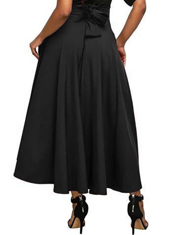 Casual High-Waist Lace Up Skirt