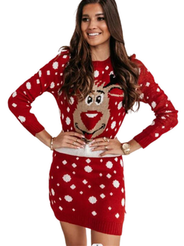 Women's Christmas Long-Sleeve Sweater Dress