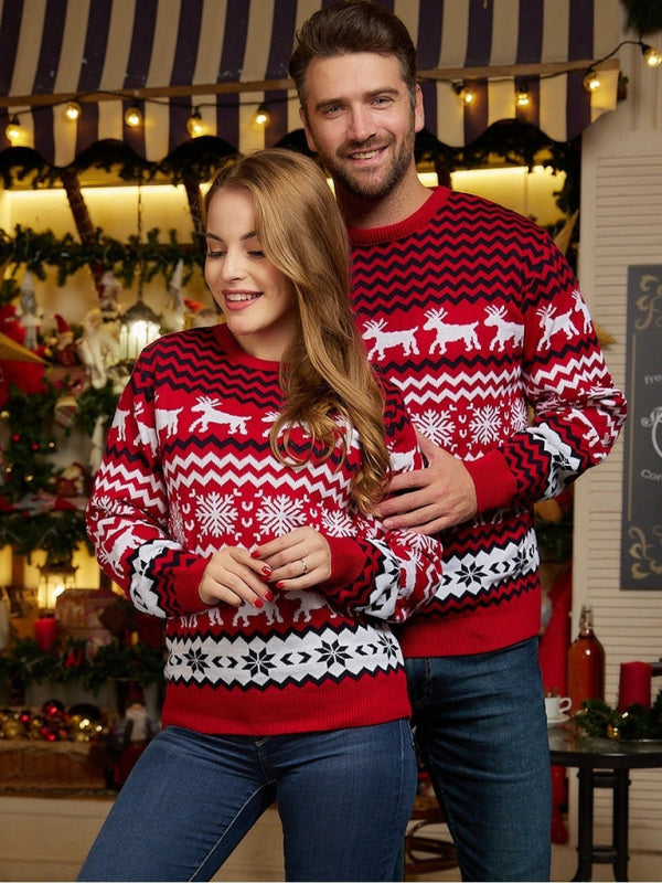 Women's Christmas Crew-Neck Jacquard Sweater