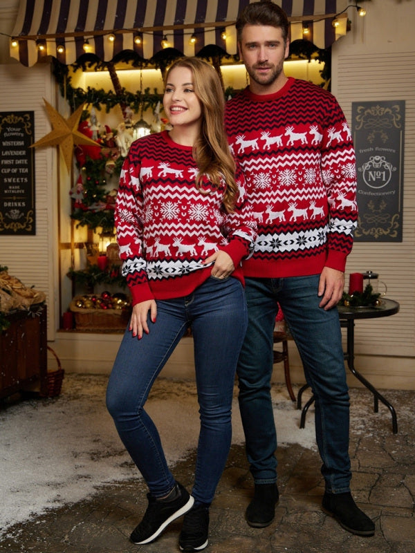 Women's Christmas Crew-Neck Jacquard Sweater