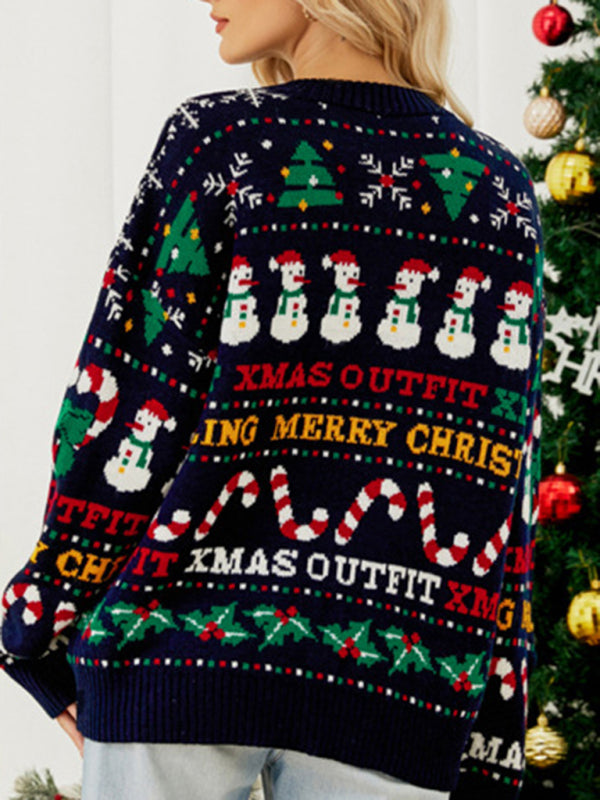 Festive Woolen Christmas Drop Shoulder Sweater