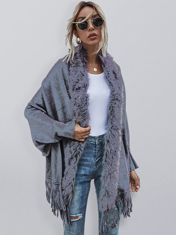 Winter Fur-Collar Shawl Cardigan Wool Coat