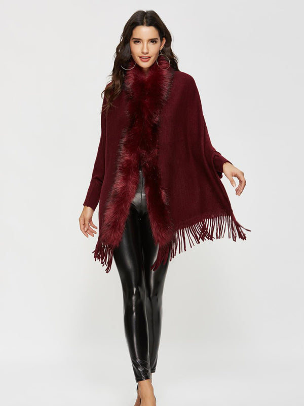 Winter Fur-Collar Shawl Cardigan Wool Coat