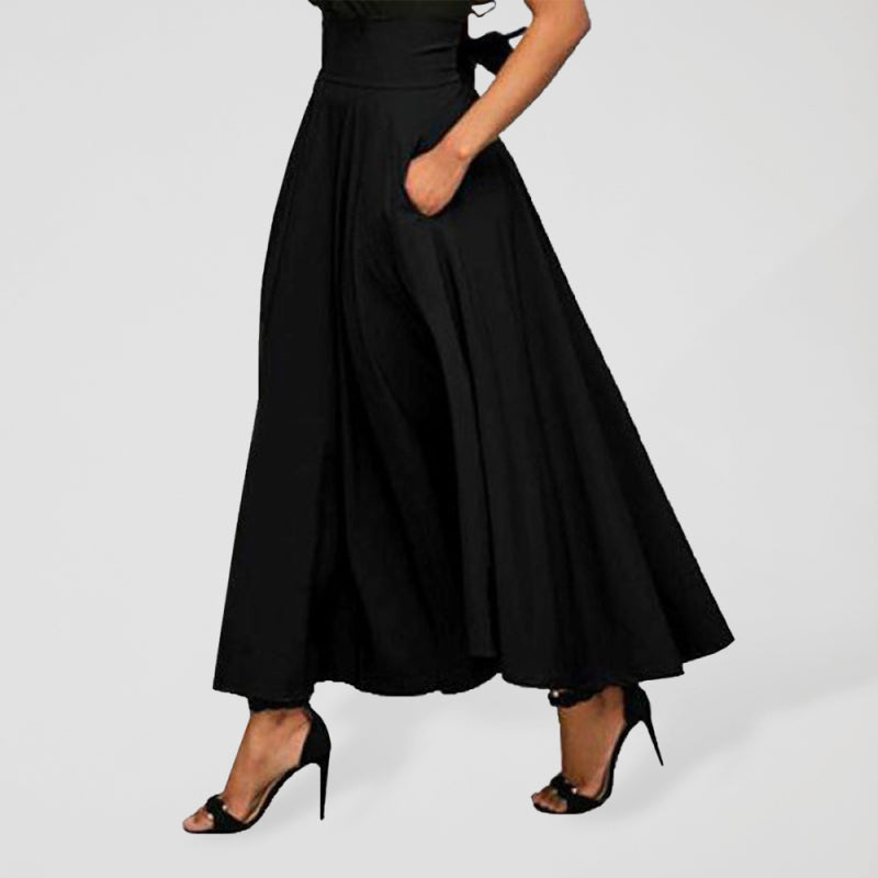 Solid-Colour Strap Long Skirt