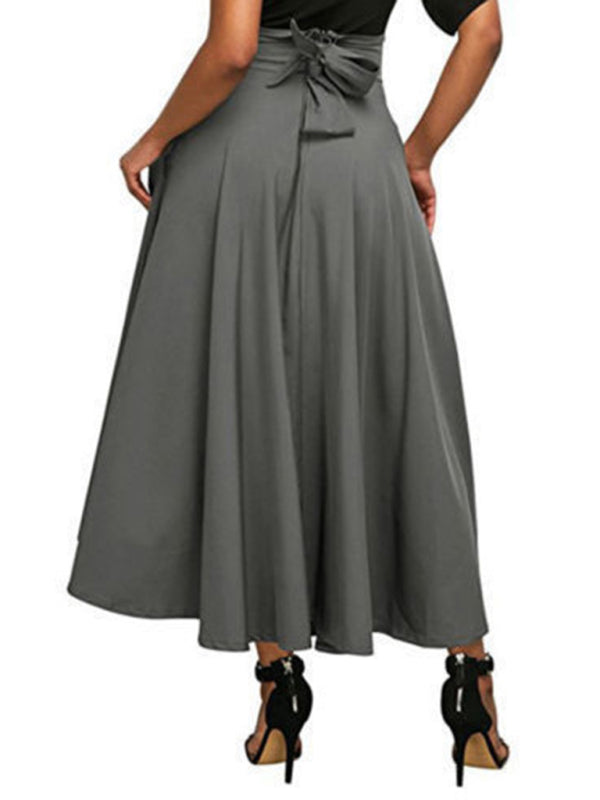 Solid-Colour Strap Long Skirt