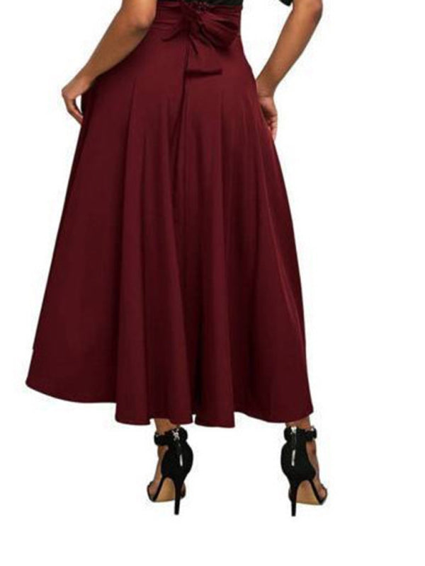 Solid-Colour Strap Long Skirt