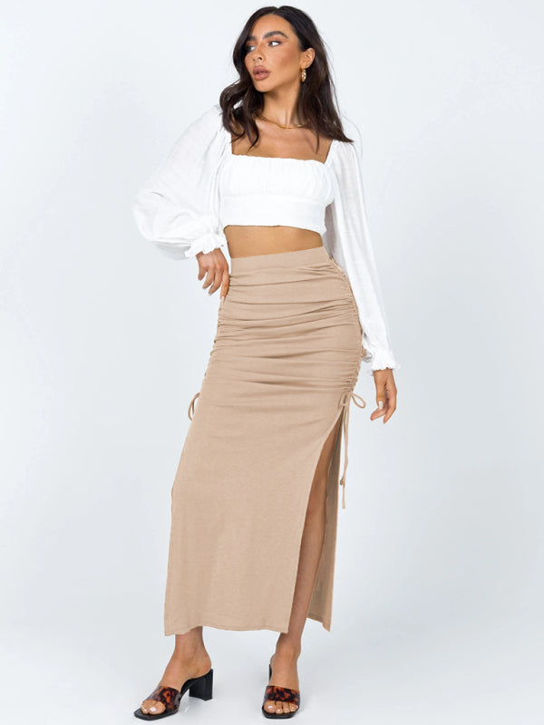 Knitted Slit Slim-Fit Hip Skirt