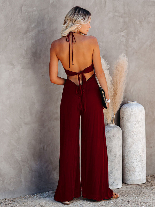 Trendy Street U-Neck Backless Jumpsuit